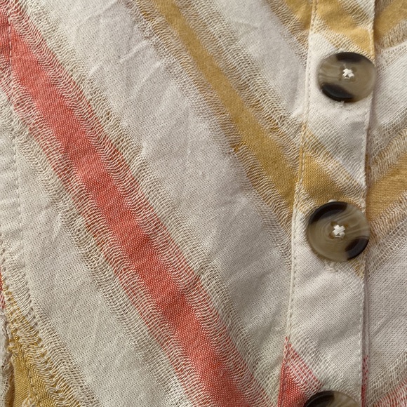 Free People Mini Robe Claire Dress Small NWOT Cream, Coral, Yellow strip… - Picture 4 of 8
